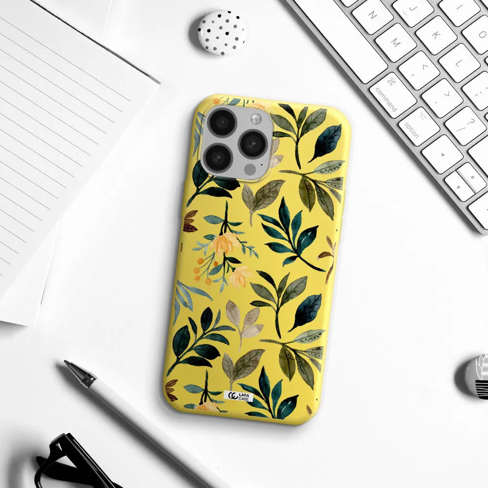 Fall Flowers Apple iPhone 13 Pro Silicone canary yellow Case