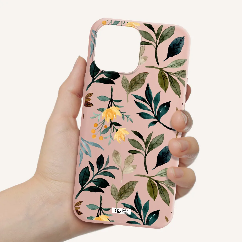 Fall Flowers Apple iPhone 13 Pro Silicone pastel pink Case