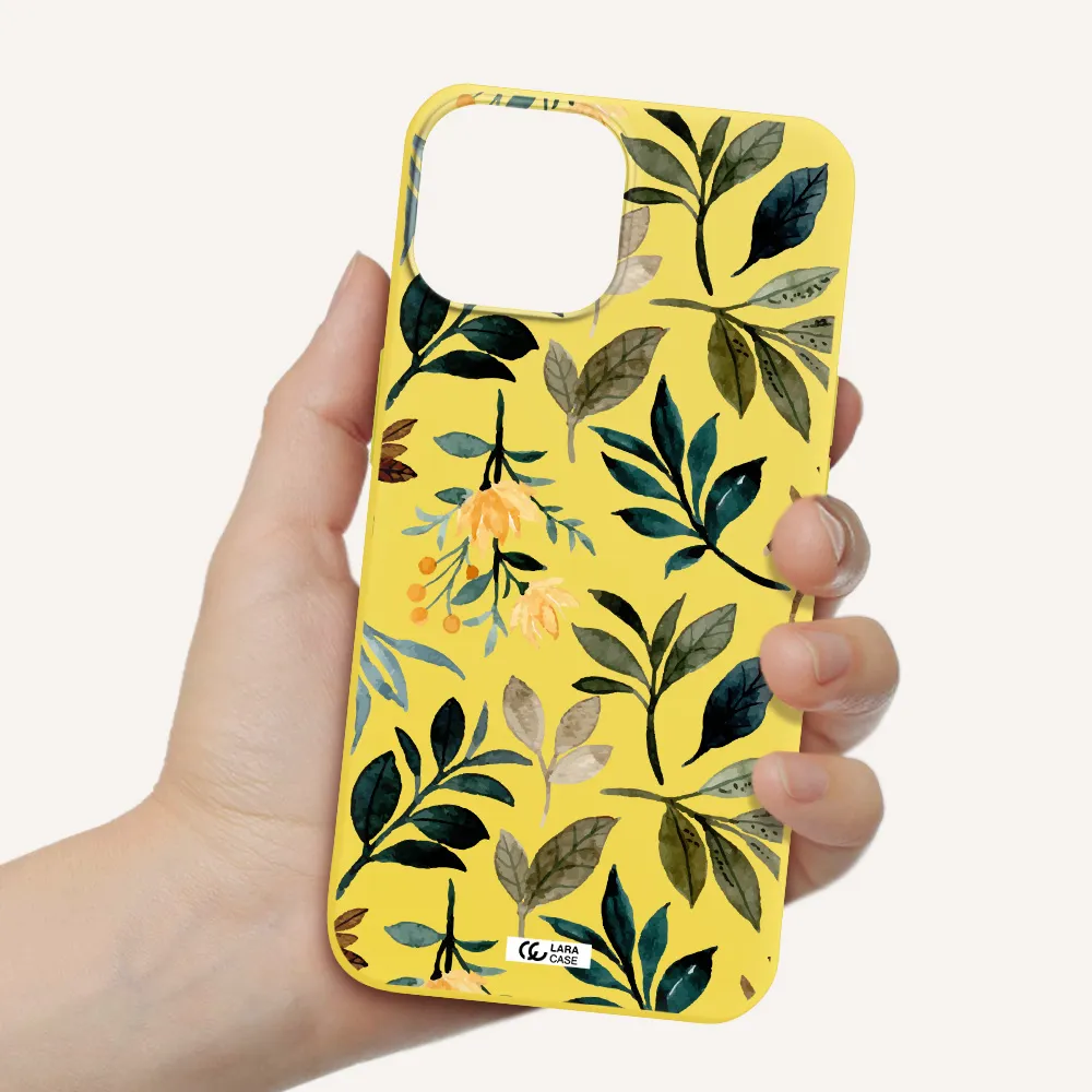 Fall Flowers Apple iPhone 13 Silicone canary yellow Case