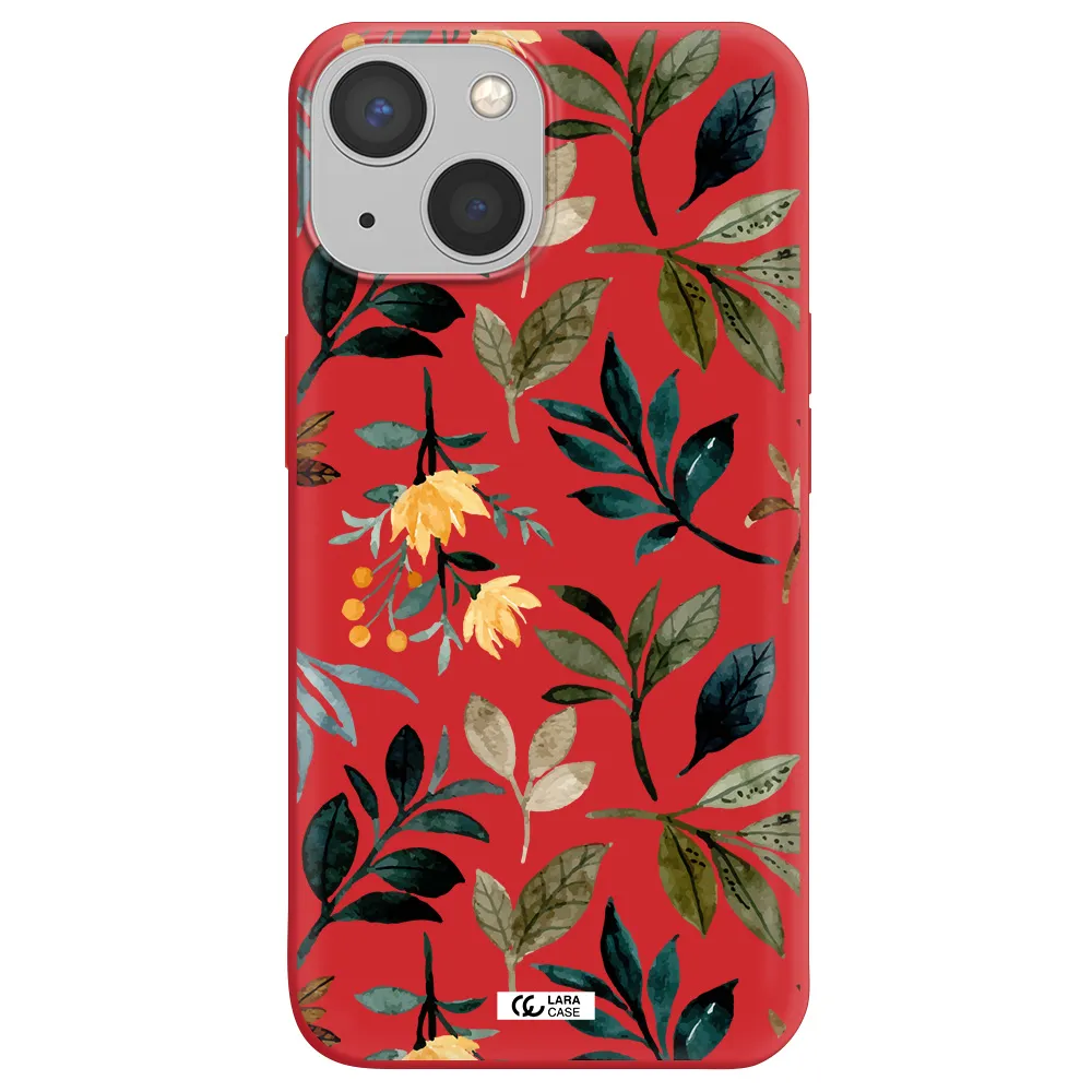 Fall Flowers Apple iPhone 13 Silicone Imperial Red Case