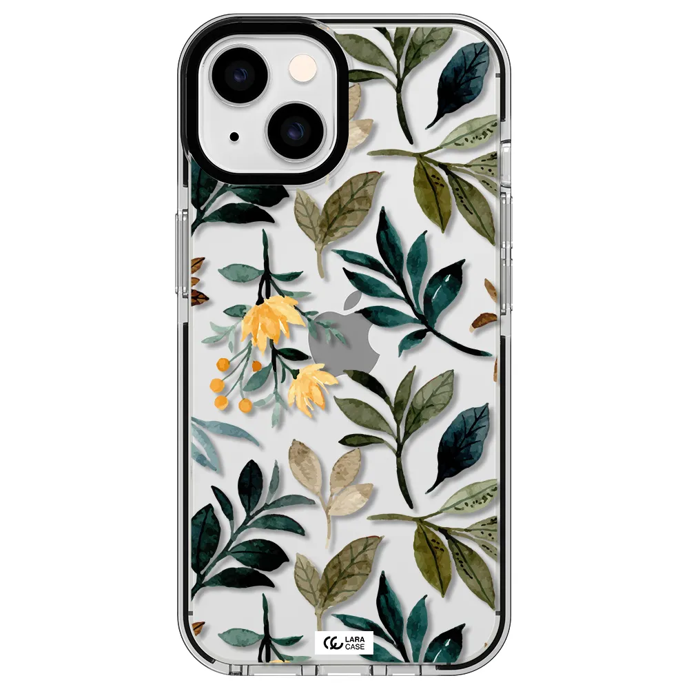Fall Flowers Apple iPhone 14 impact black border Case