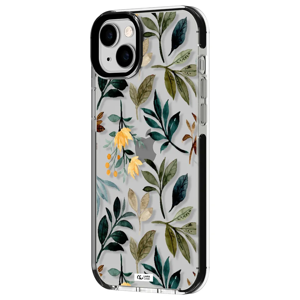 Fall Flowers Apple iPhone 14 plus impact black border Case