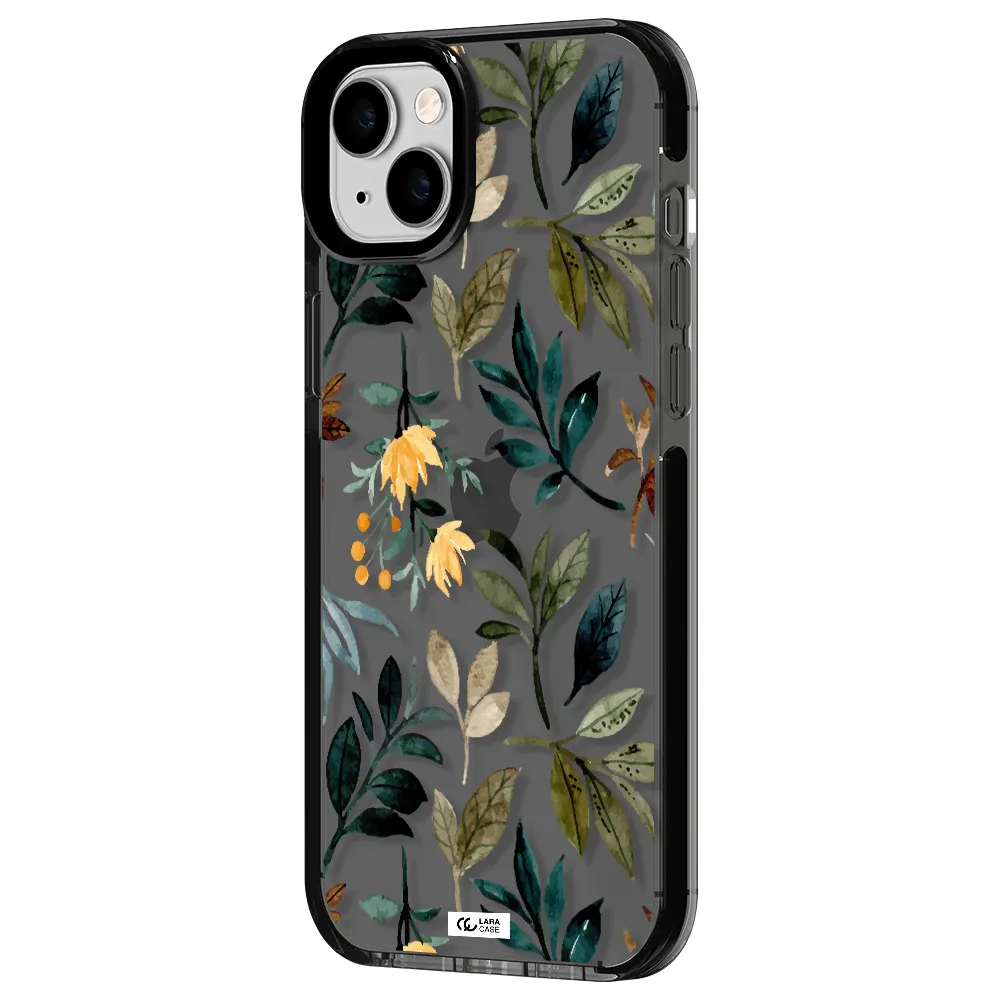 Fall Flowers Apple iPhone 14 plus impact Smoke Black Case