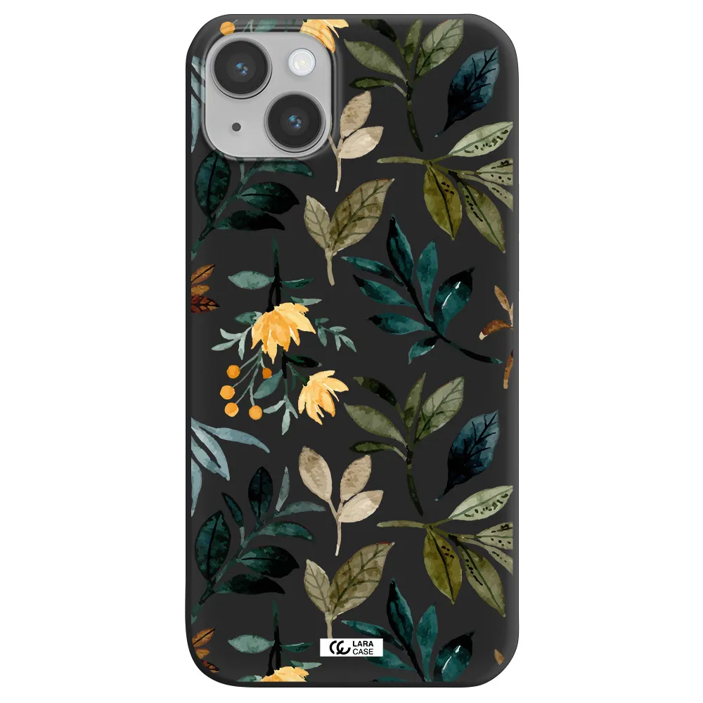 Fall Flowers Apple iPhone 14 plus Silicone black Case