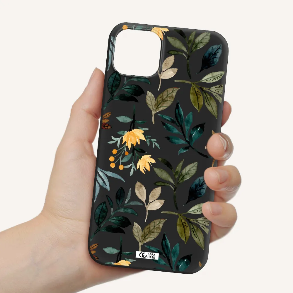 Fall Flowers Apple iPhone 14 plus Silicone black Case