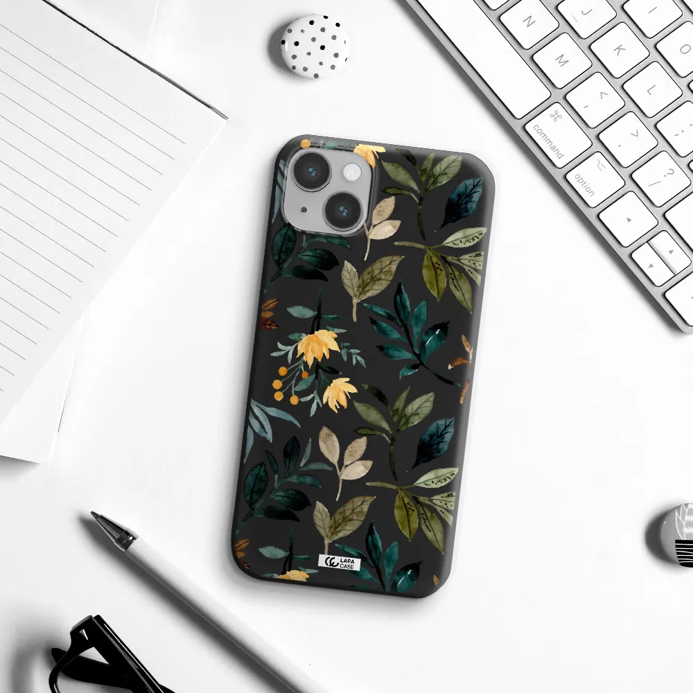 Fall Flowers Apple iPhone 14 plus Silicone black Case