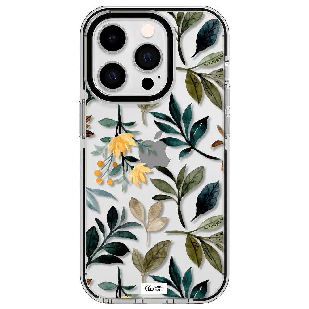 Fall Flowers Apple iPhone 14 pro impact black border Case