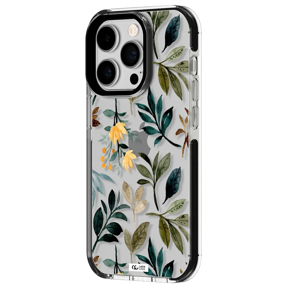 Fall Flowers Apple iPhone 14 pro impact black border Case