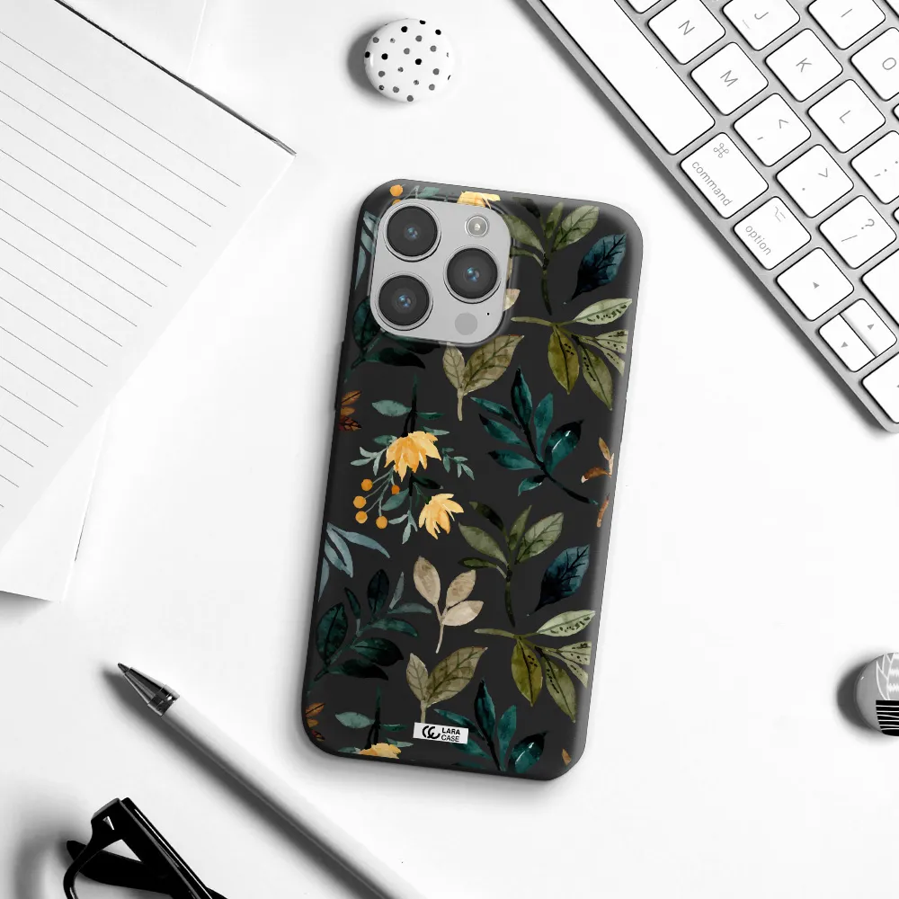 Fall Flowers Apple iPhone 14 pro max Silicone black Case