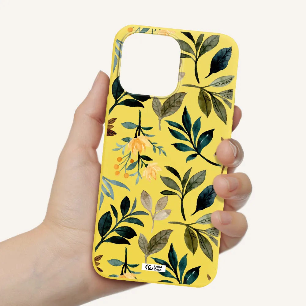 Fall Flowers Apple iPhone 14 pro max Silicone canary yellow Case