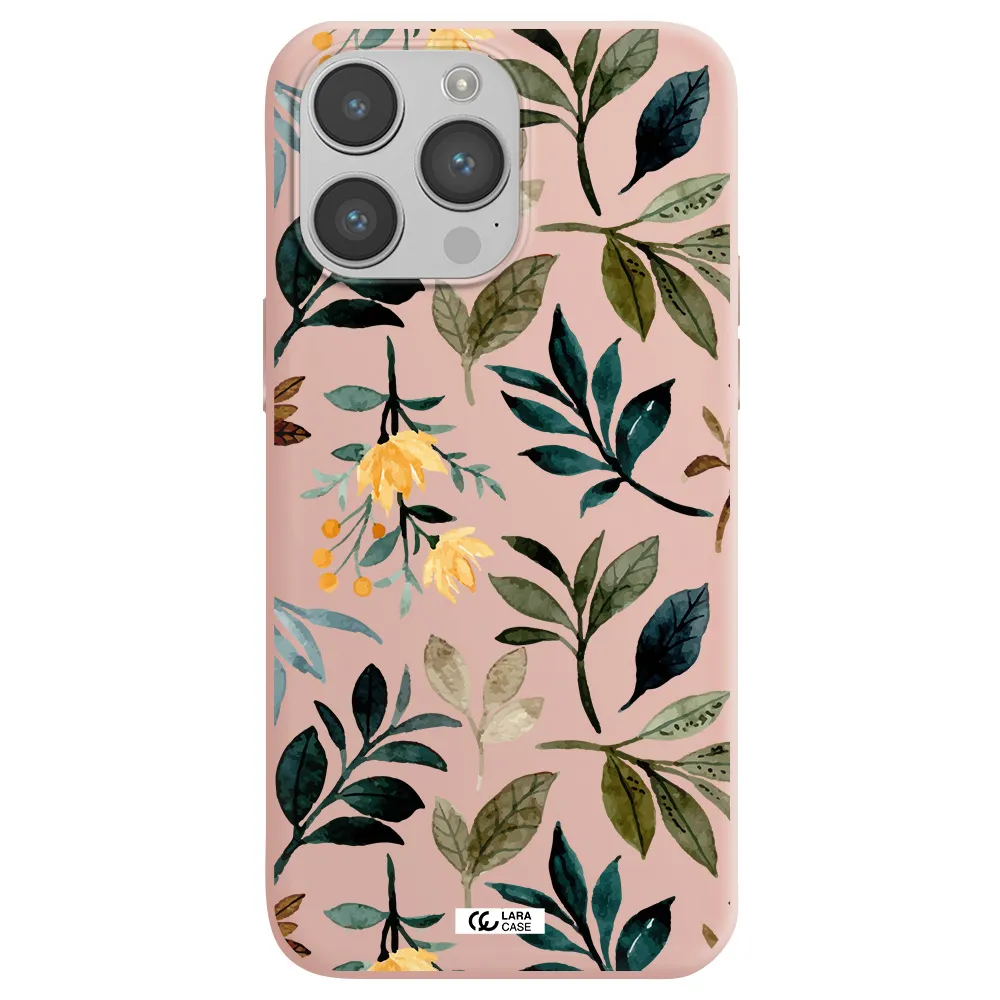 Fall Flowers Apple iPhone 14 pro max Silicone pastel pink Case