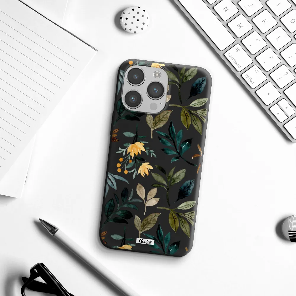 Fall Flowers Apple iPhone 14 pro Silicone black Case