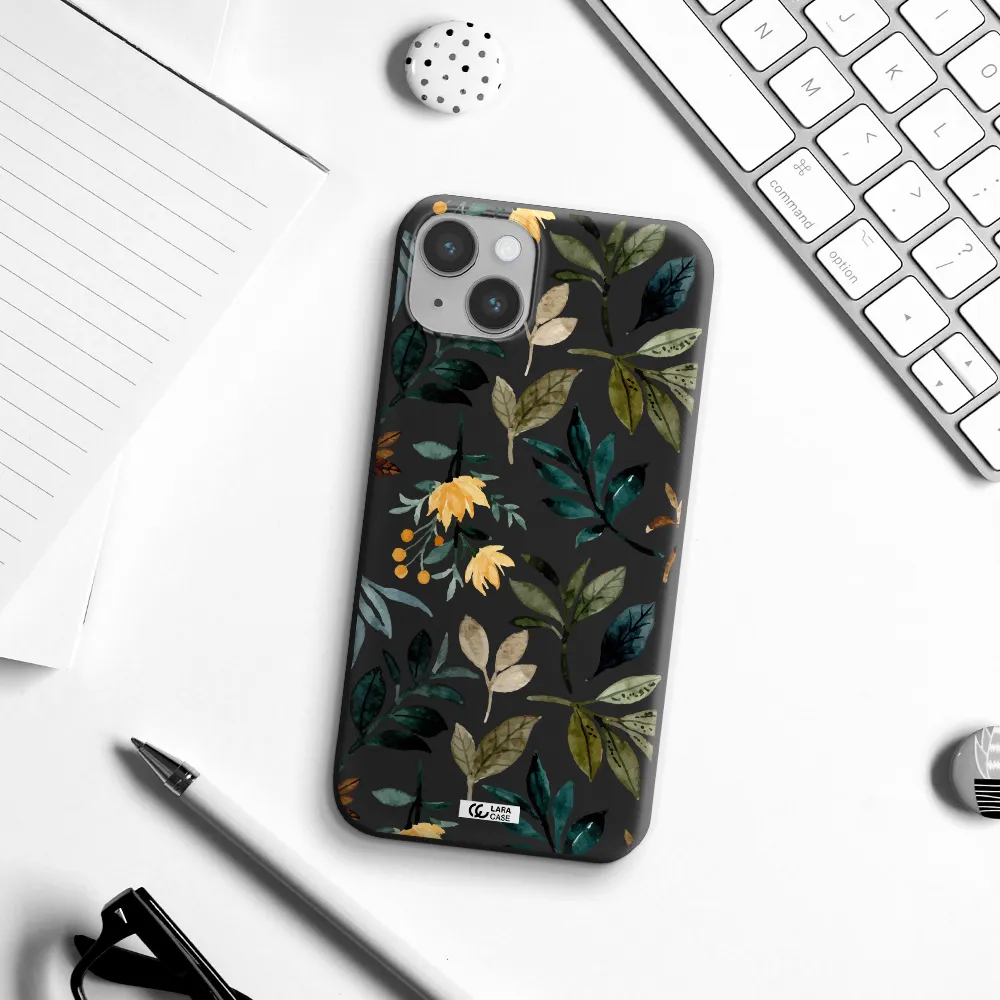 Fall Flowers Apple iPhone 14 Silicone black Case