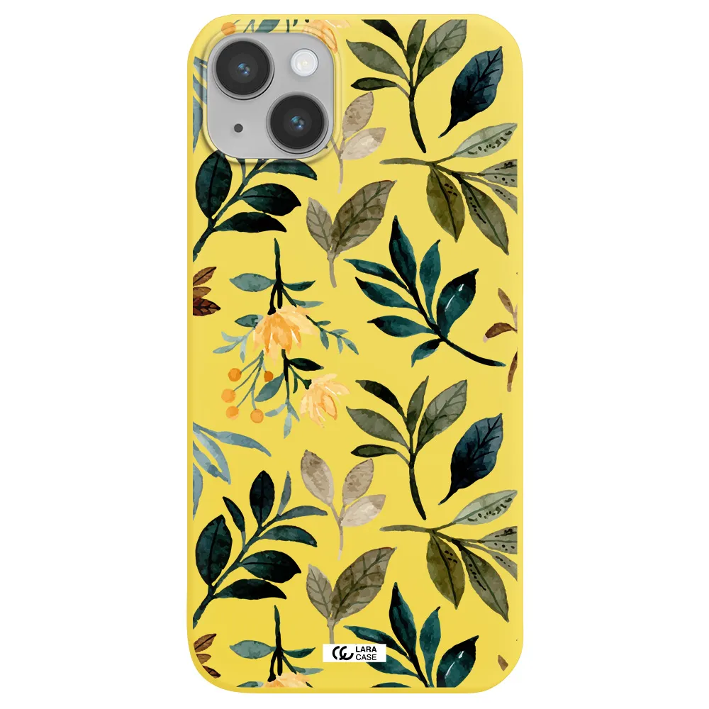 Fall Flowers Apple iPhone 14 Silicone canary yellow Case