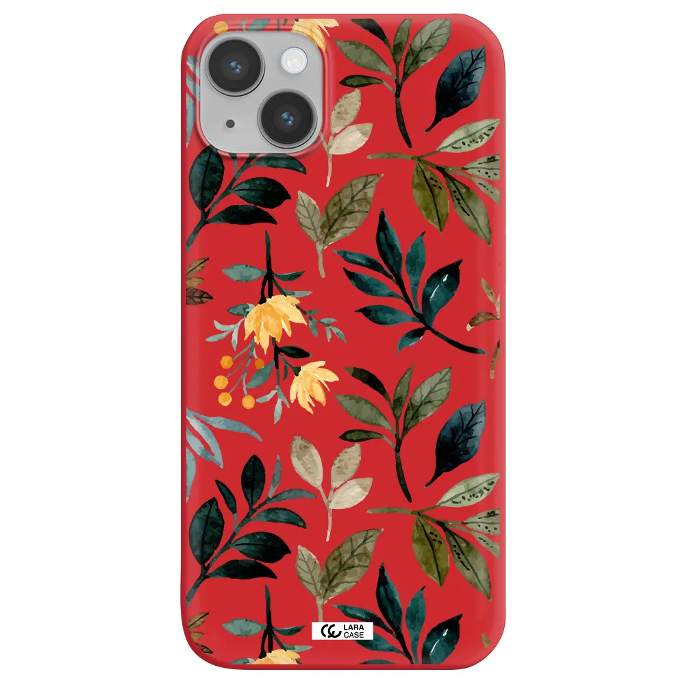 Fall Flowers Apple iPhone 14 Silicone Imperial Red Case