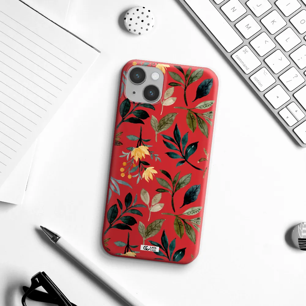 Fall Flowers Apple iPhone 14 Silicone Imperial Red Case