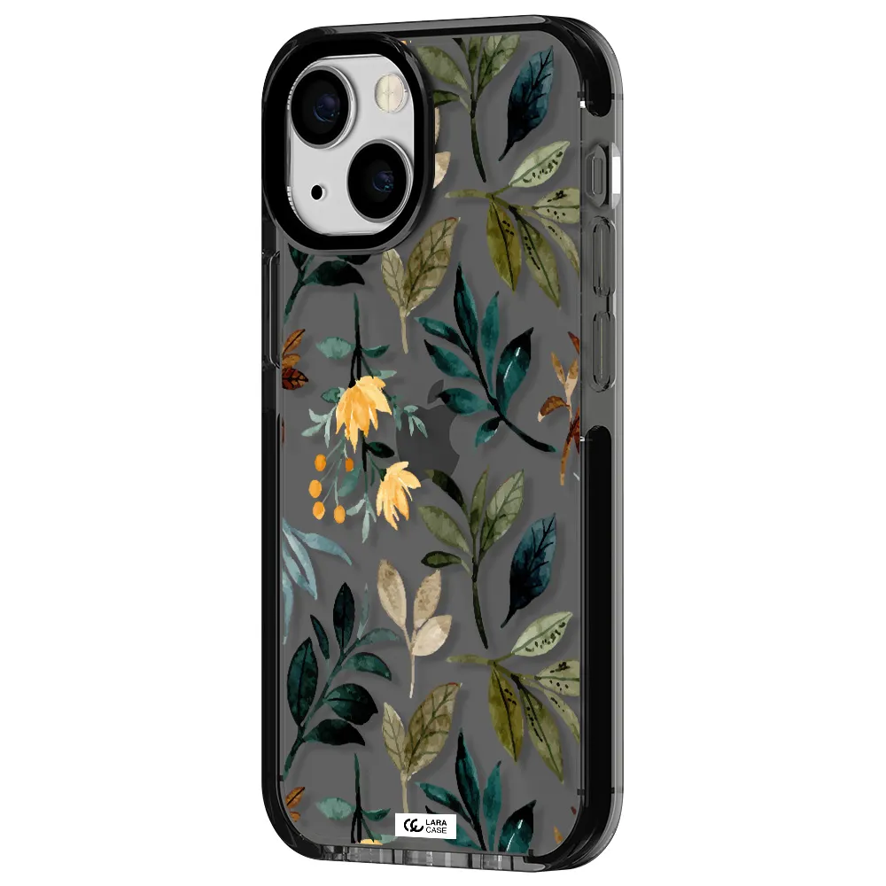 Fall Flowers Apple iPhone 15 impact Smoke Black Case