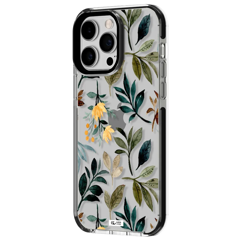 Fall Flowers Apple iPhone 15 Pro impact black border Case