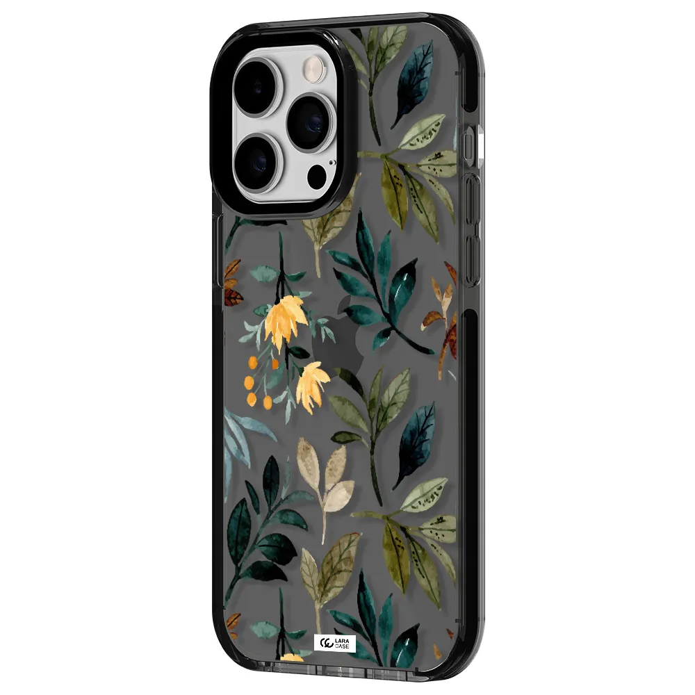 Fall Flowers Apple iPhone 15 Pro impact Smoke Black Case