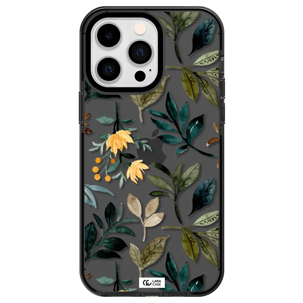 Fall Flowers Apple iPhone 15 Pro Max impact Smoke Black Case
