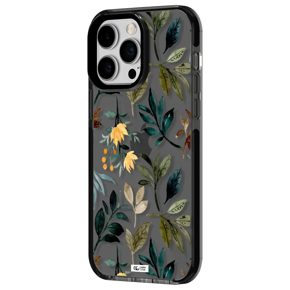 Fall Flowers Apple iPhone 15 Pro Max impact Smoke Black Case