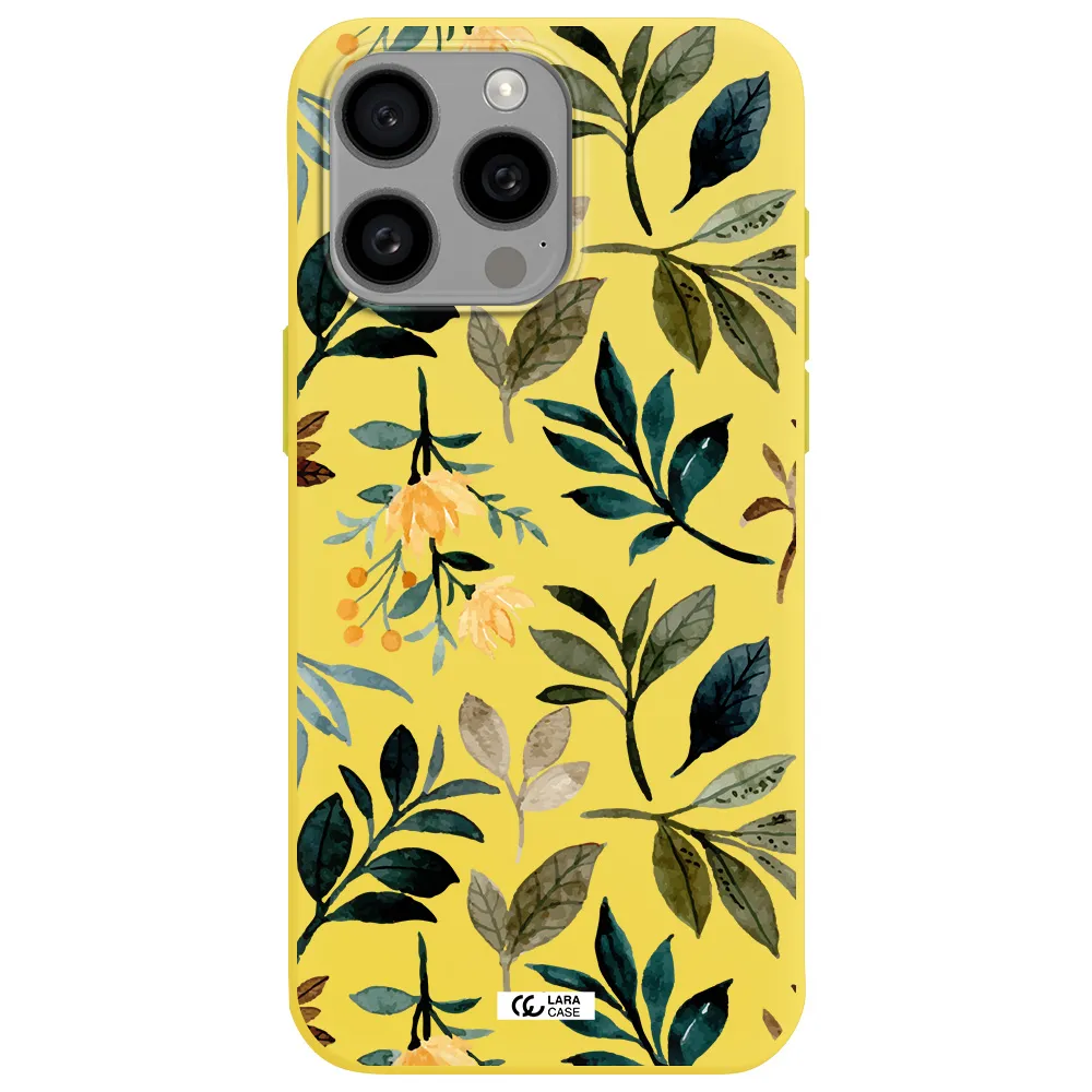 Fall Flowers Apple Iphone 15 Pro max Silicone canary yellow Case