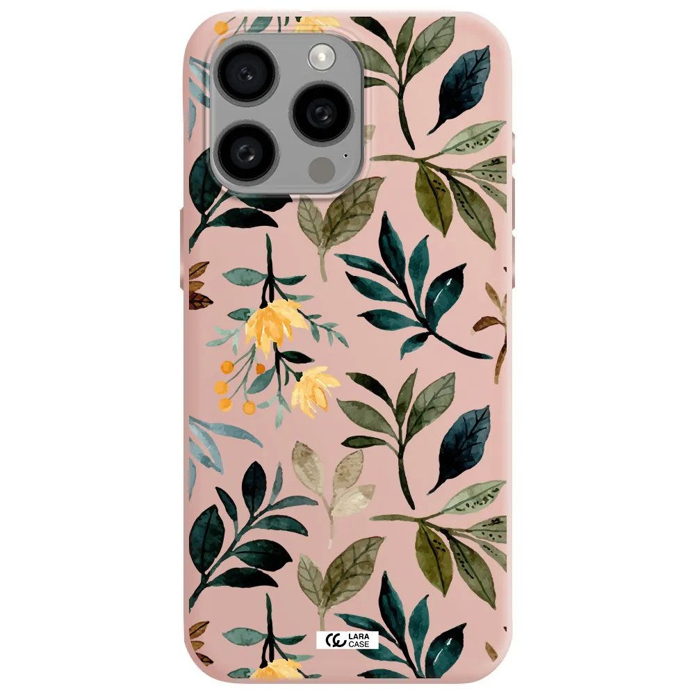 Fall Flowers Apple Iphone 15 Pro max Silicone pastel pink Case
