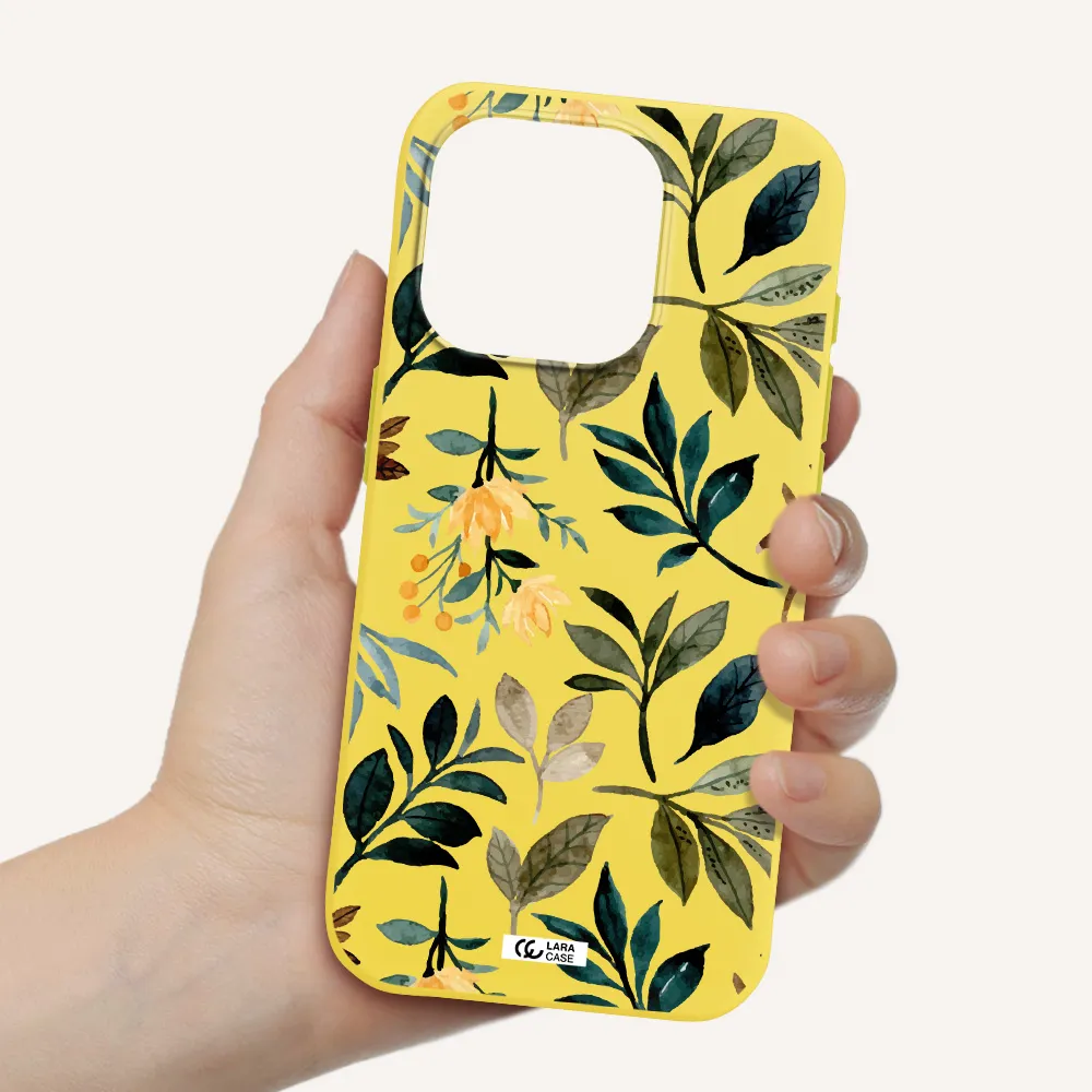 Fall Flowers Apple Iphone 15 Pro Silicone Canary Yellow Case