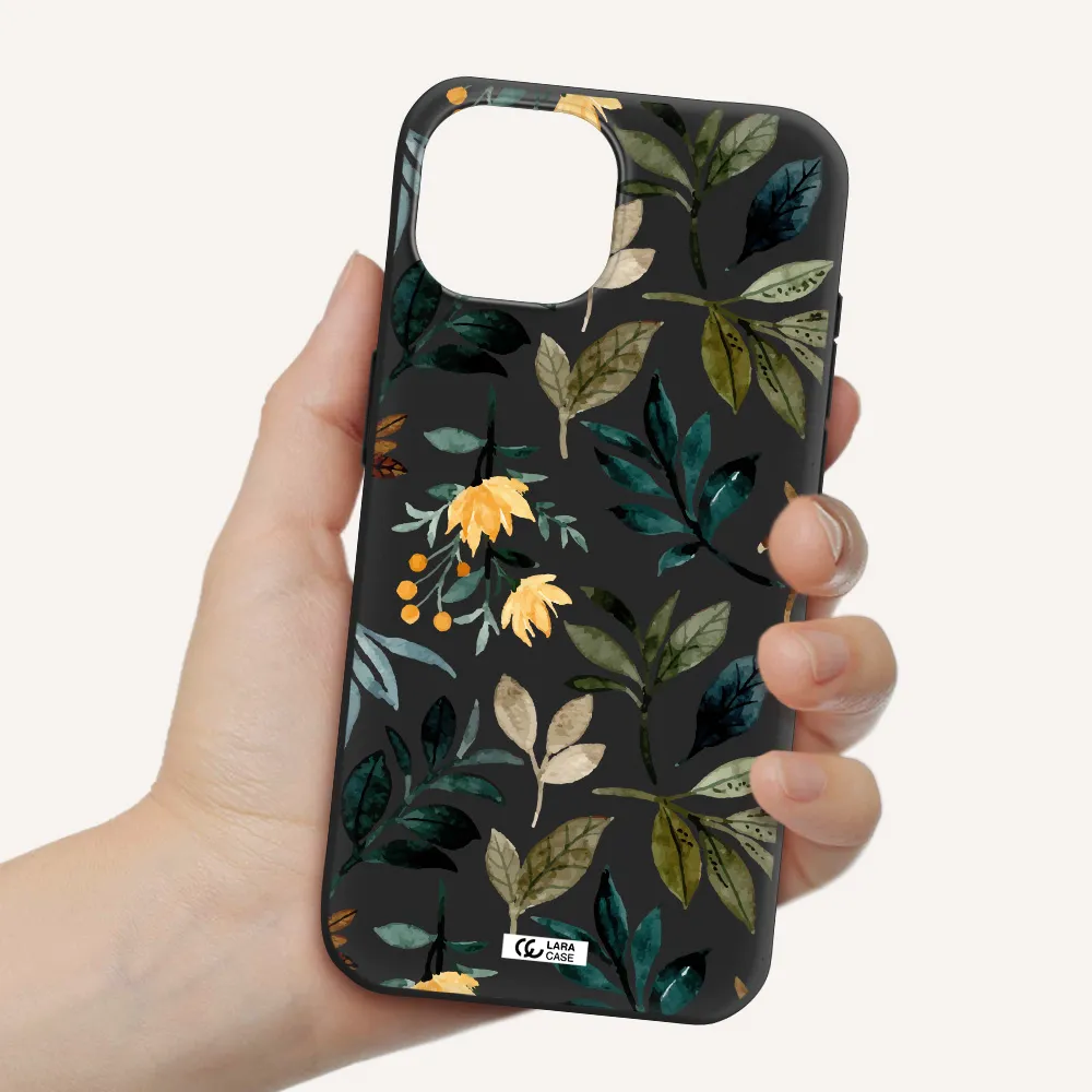 Fall Flowers Apple iPhone 15 Silicone black Case