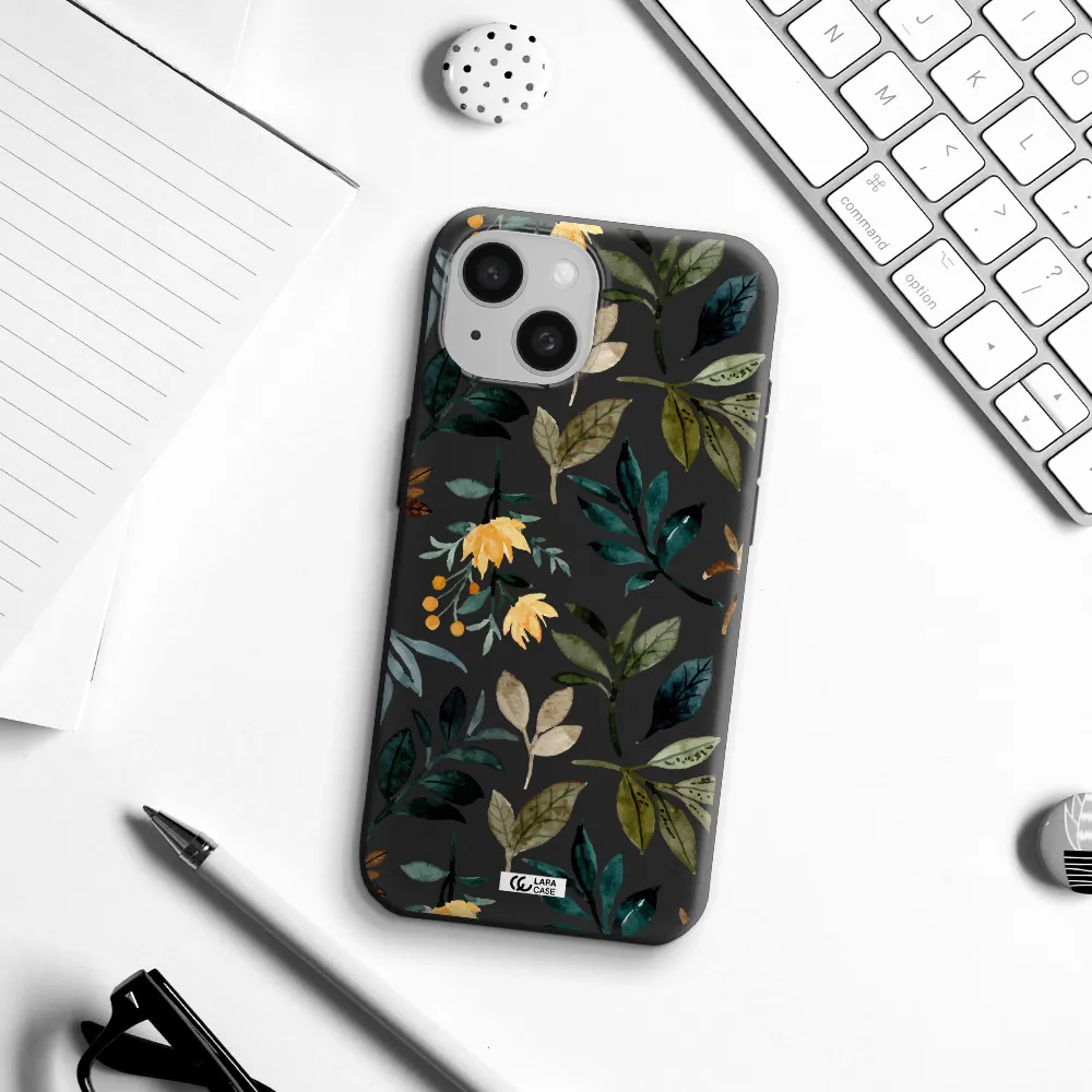 Fall Flowers Apple iPhone 15 Silicone black Case