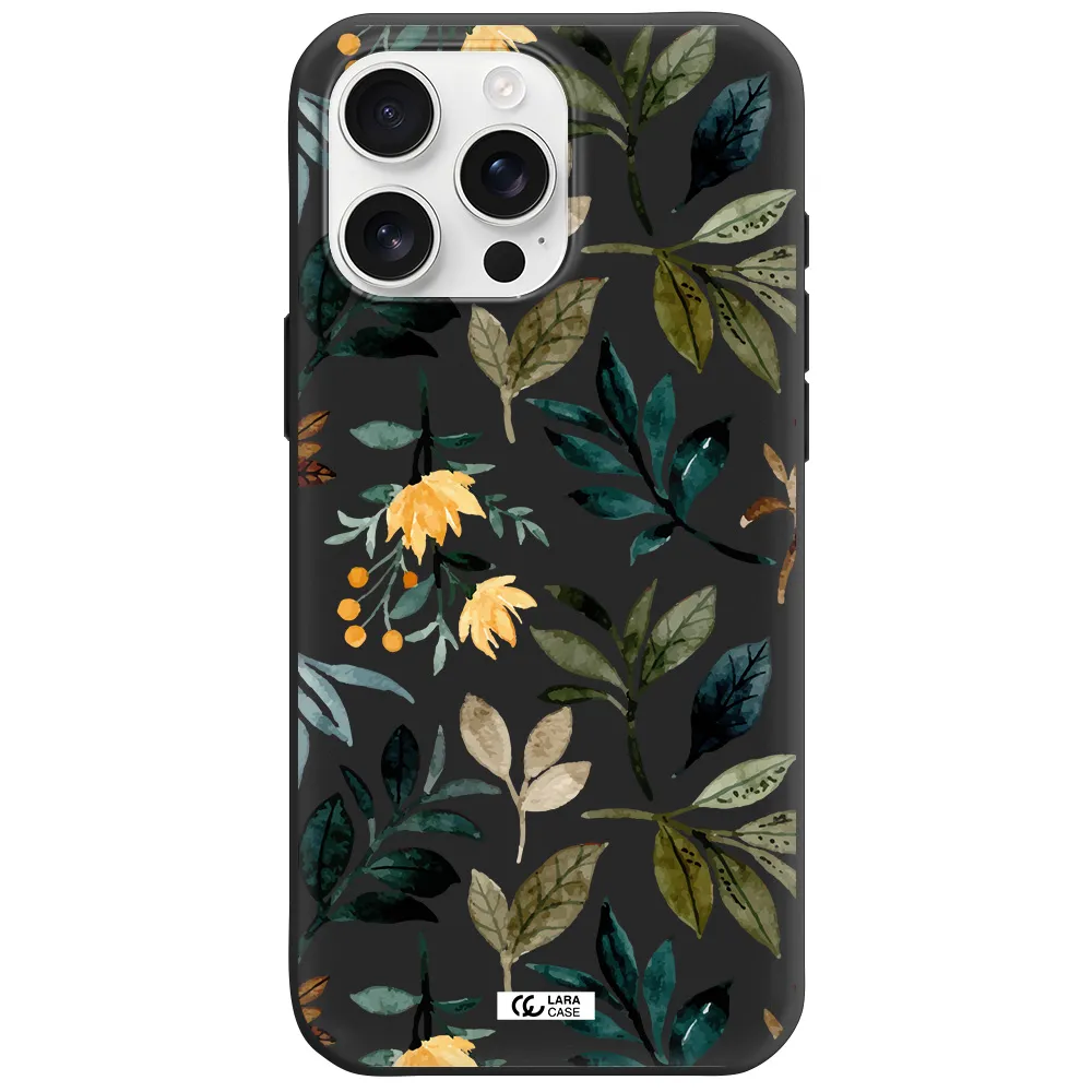 Fall Flowers Apple Iphone 16 Pro Max Silicone Black Case