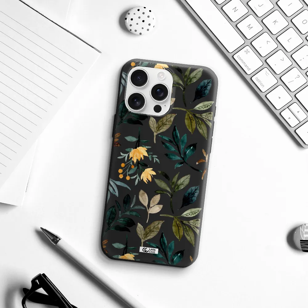 Fall Flowers Apple Iphone 16 Pro Max Silicone Black Case