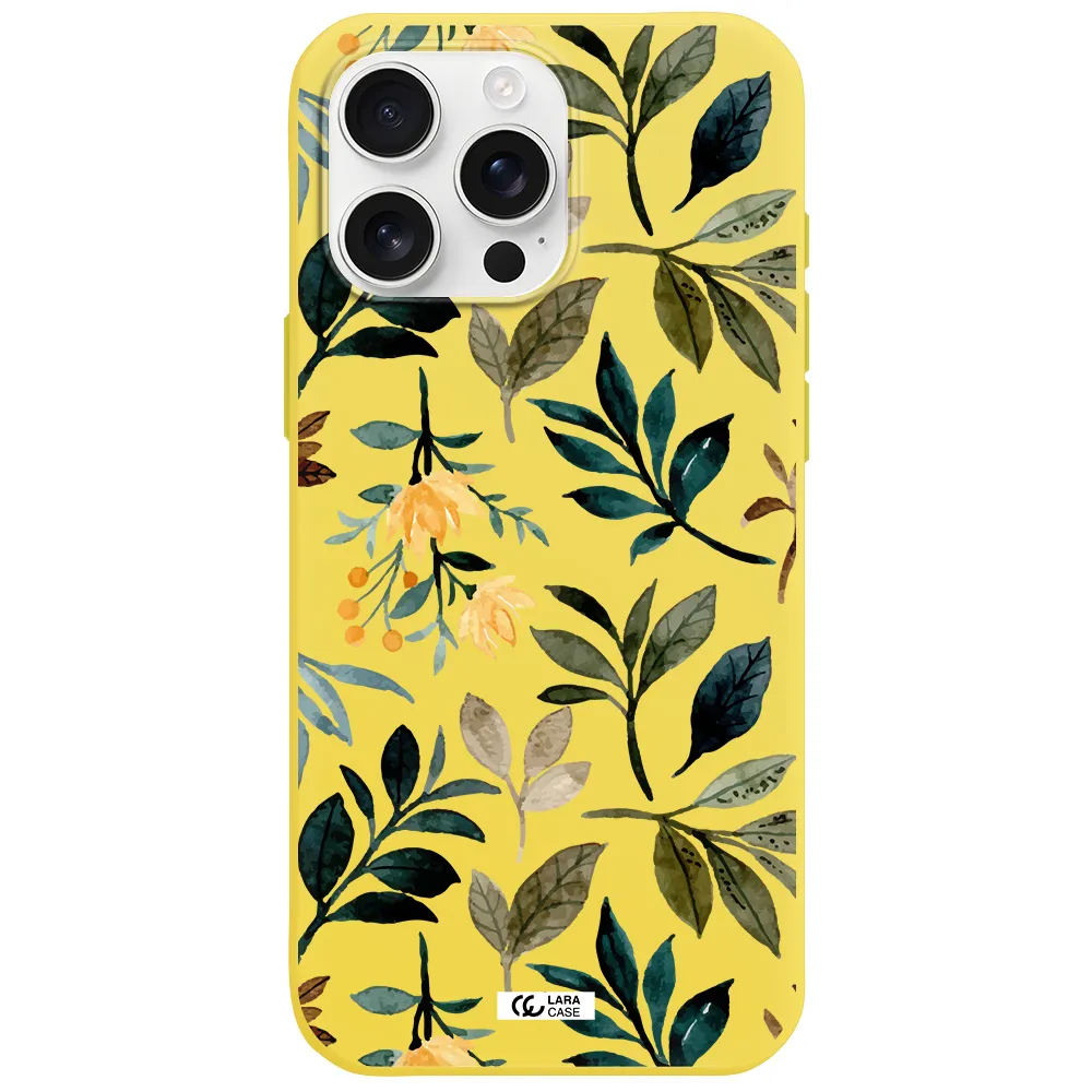 Fall Flowers Apple Iphone 16 Pro Max Silicone Canary Yellow Case