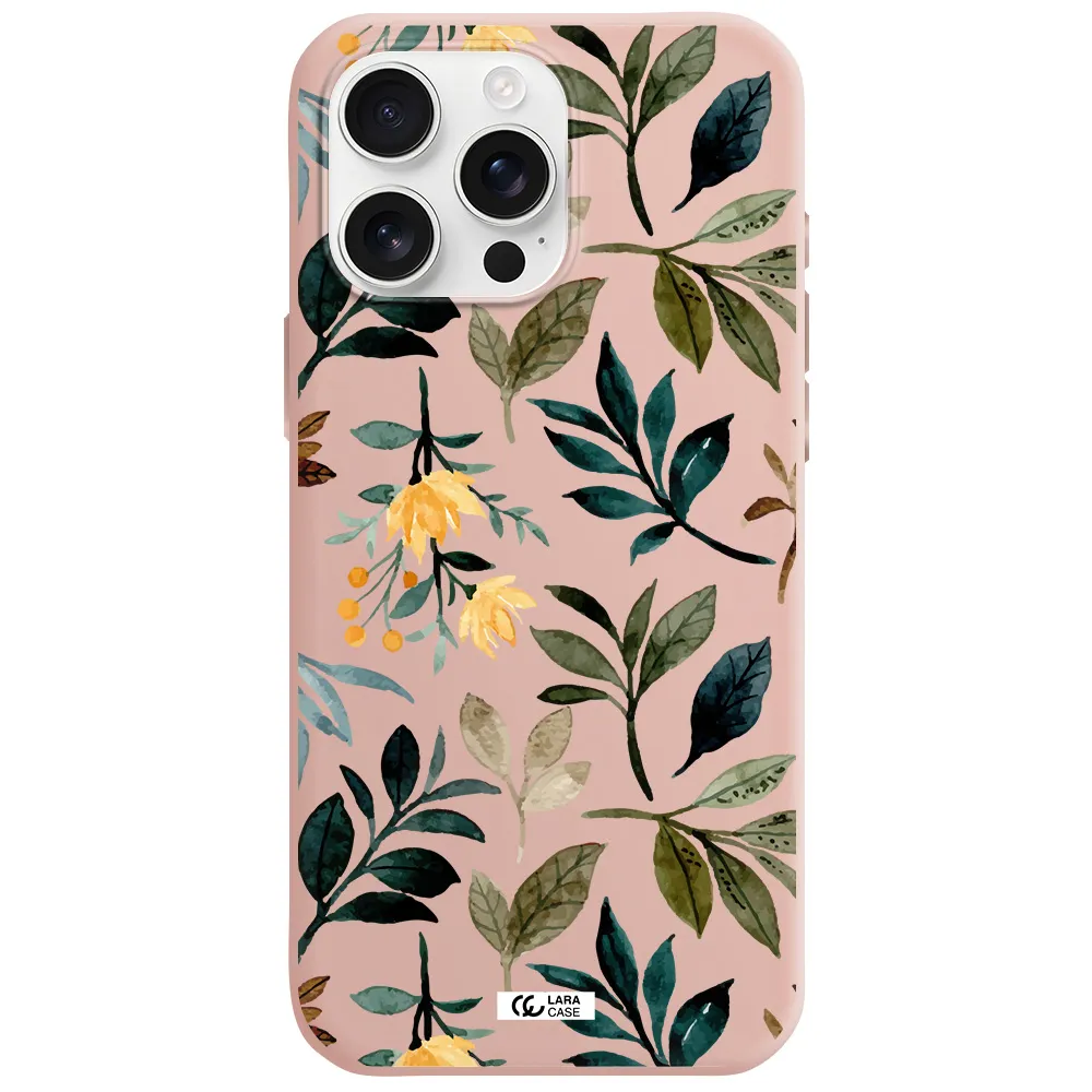 Fall Flowers Apple Iphone 16 Pro Max Silicone Pastel Pink Case