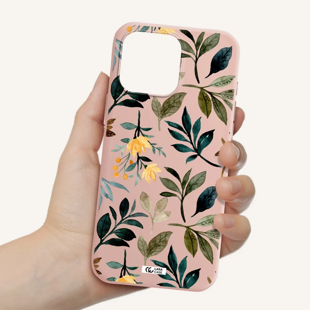 Fall Flowers Apple Iphone 16 Pro Max Silicone Pastel Pink Case