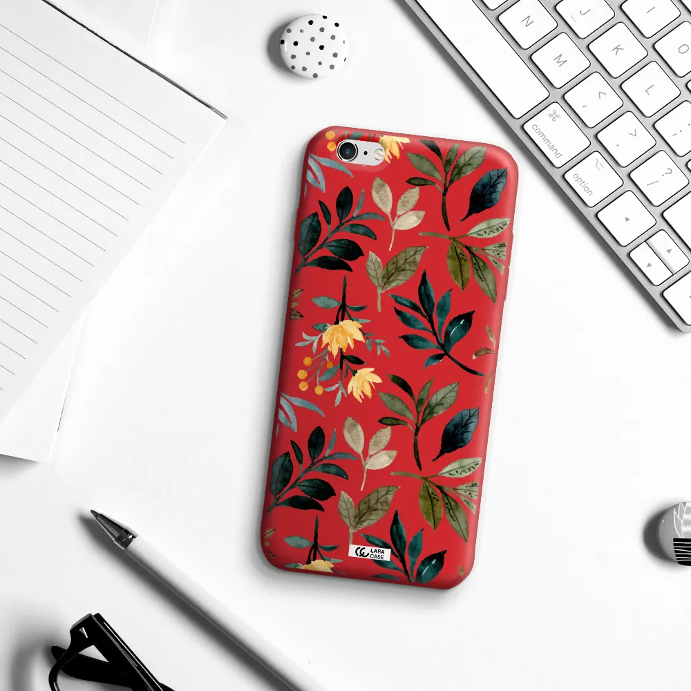 Fall Flowers Apple iPhone 6 plus Silicone Imperial Red Case