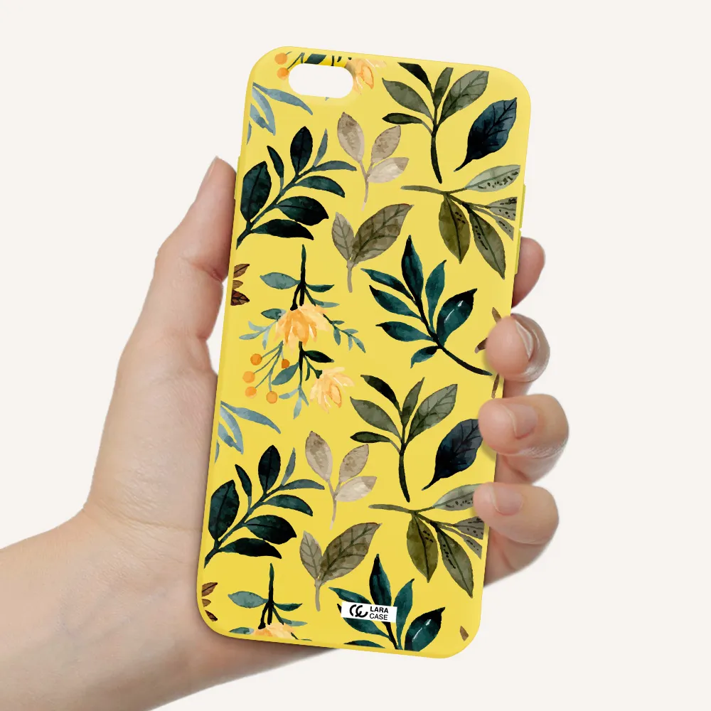 Fall Flowers Apple iPhone 6 s plus Silicone canary yellow Case