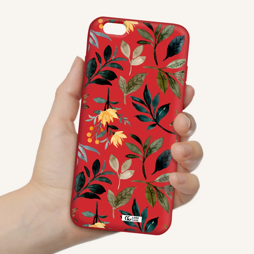 Fall Flowers Apple iPhone 6 s plus Silicone Imperial Red Case