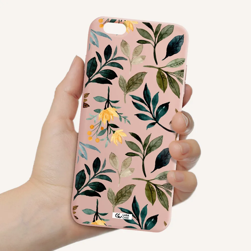 Fall Flowers Apple iPhone 6 s plus Silicone pastel pink Case