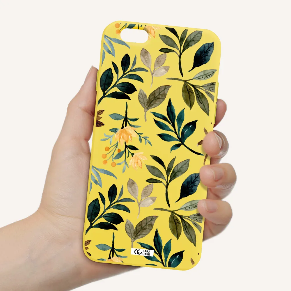Fall Flowers Apple iPhone 6 Silicone canary yellow Case