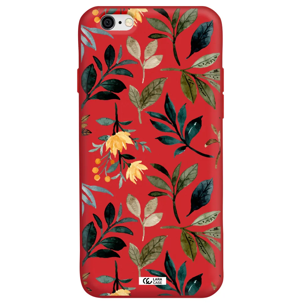 Fall Flowers Apple iPhone 6 Silicone Imperial Red Case
