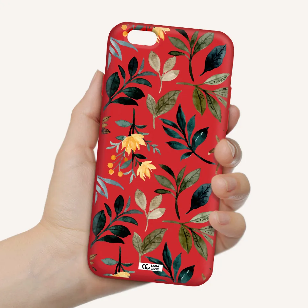 Fall Flowers Apple iPhone 6 Silicone Imperial Red Case
