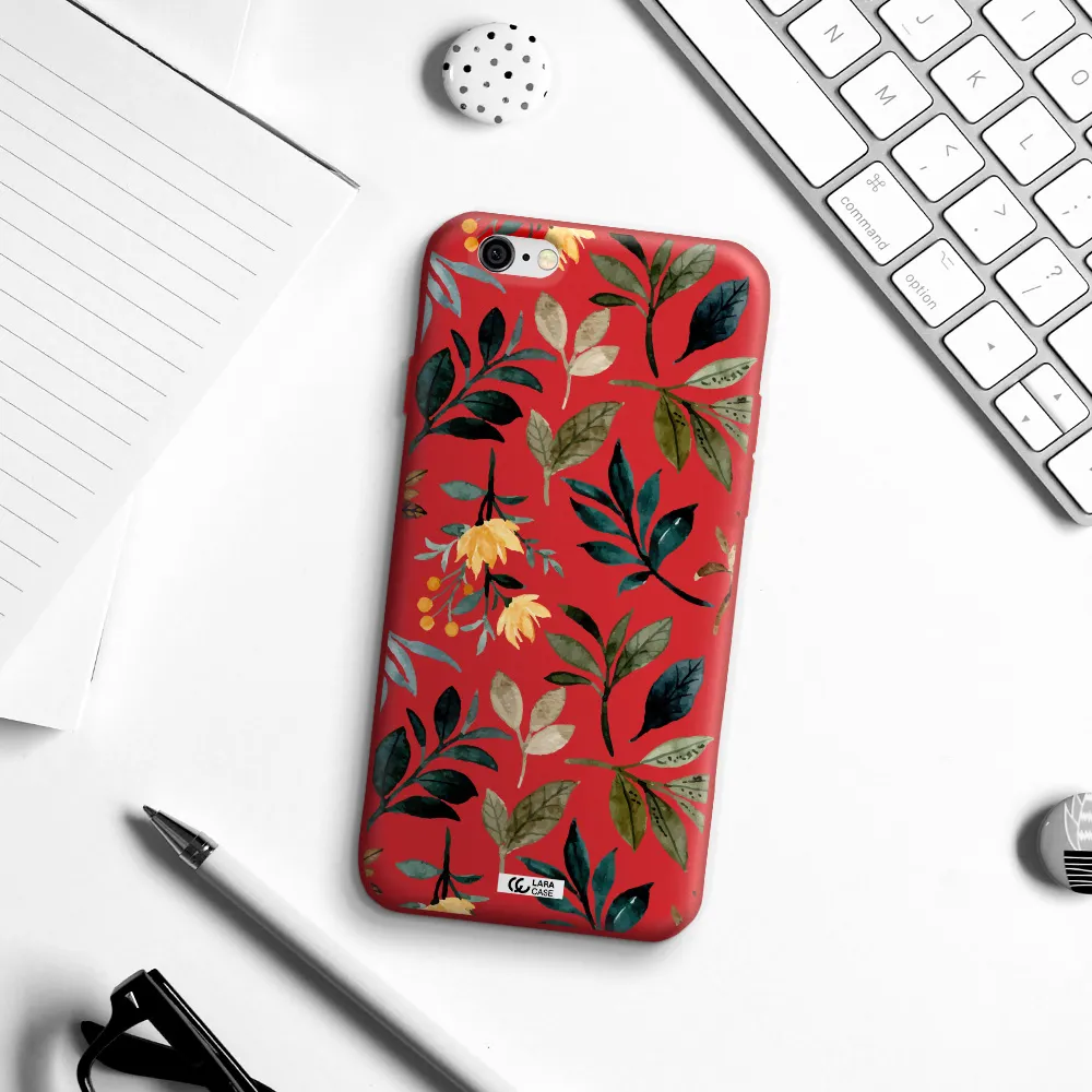 Fall Flowers Apple iPhone 6 Silicone Imperial Red Case