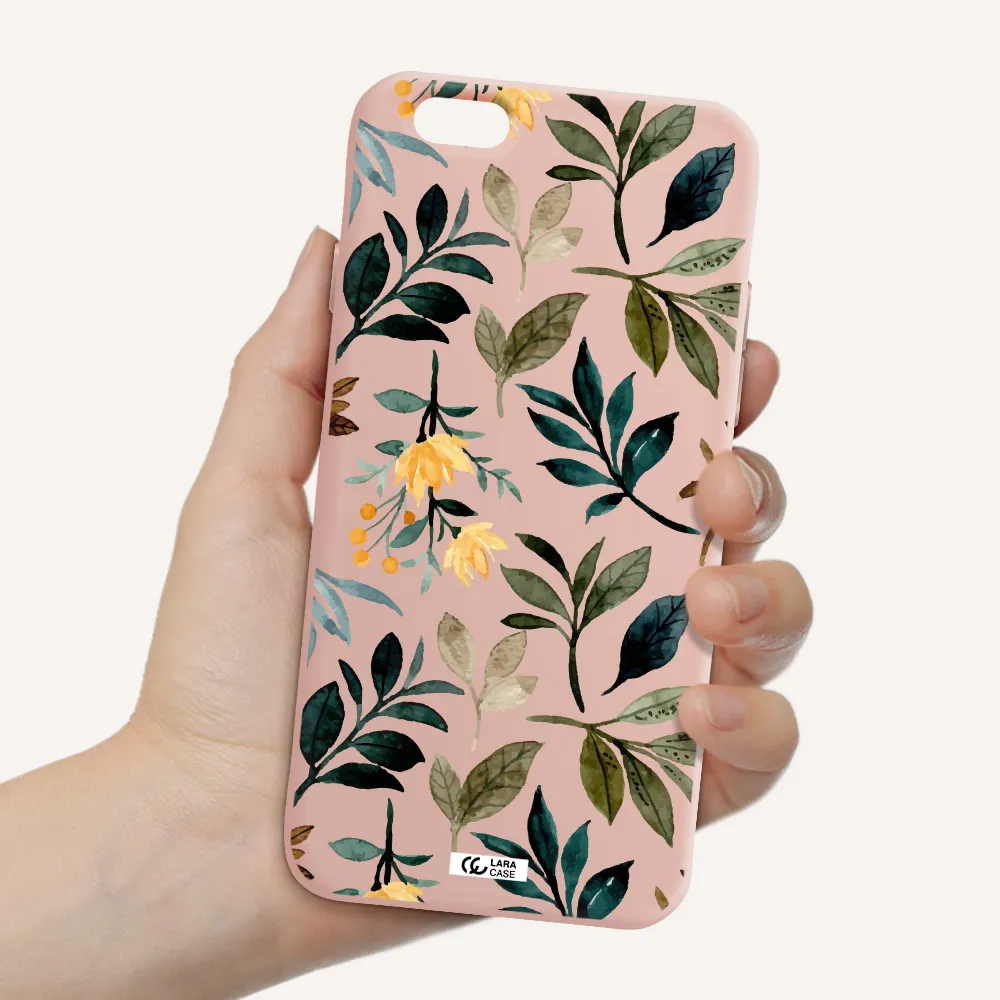 Fall Flowers Apple iPhone 6 Silicone pastel pink Case