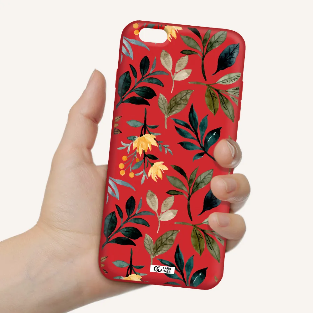 Fall Flowers Apple iPhone 6S Silicone Imperial Red Case