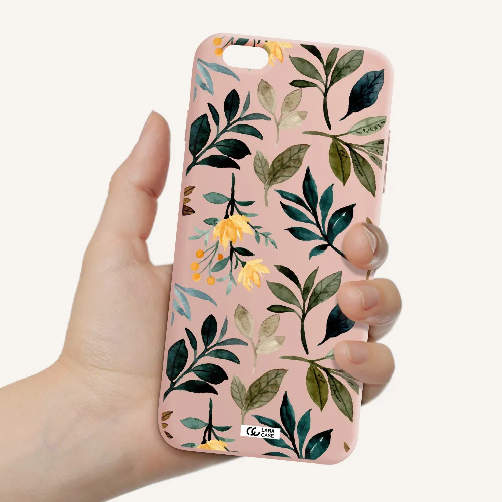 Fall Flowers Apple iPhone 6S Silicone pastel pink Case