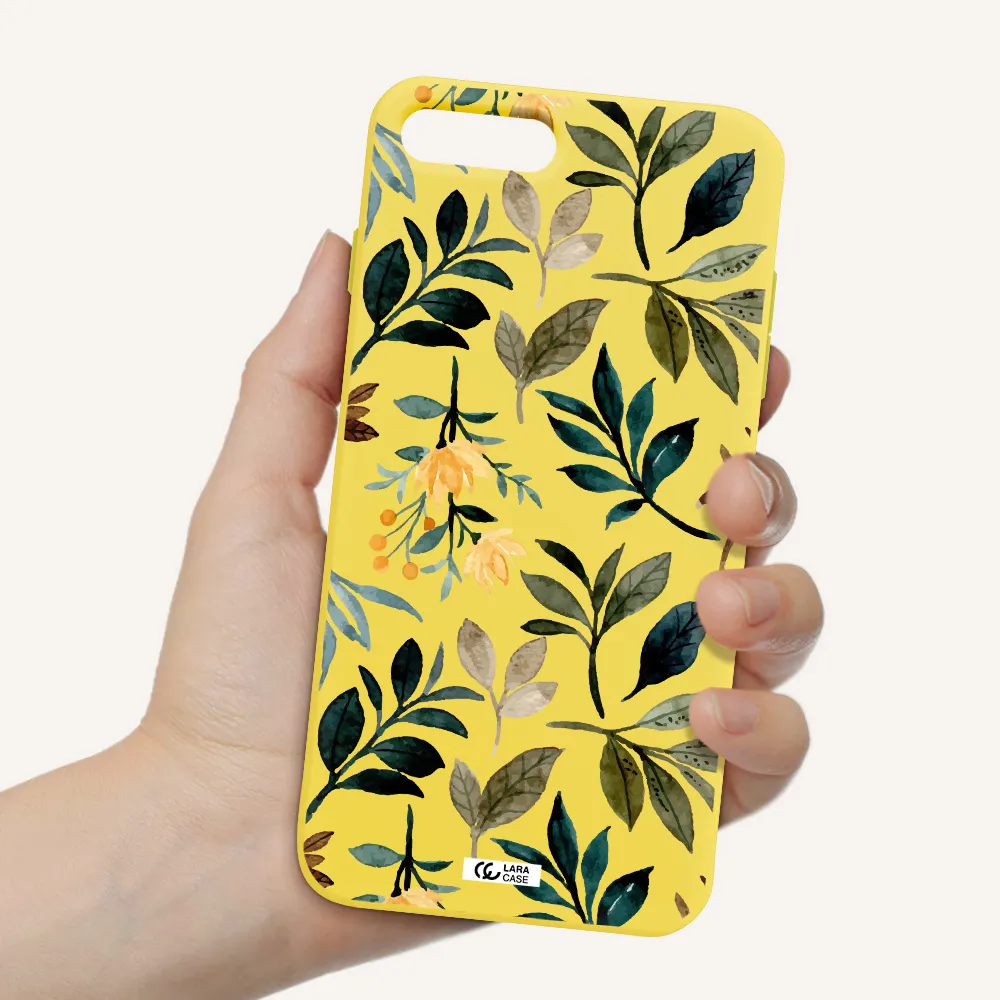 Fall Flowers Apple iPhone 7 plus Silicone canary yellow Case