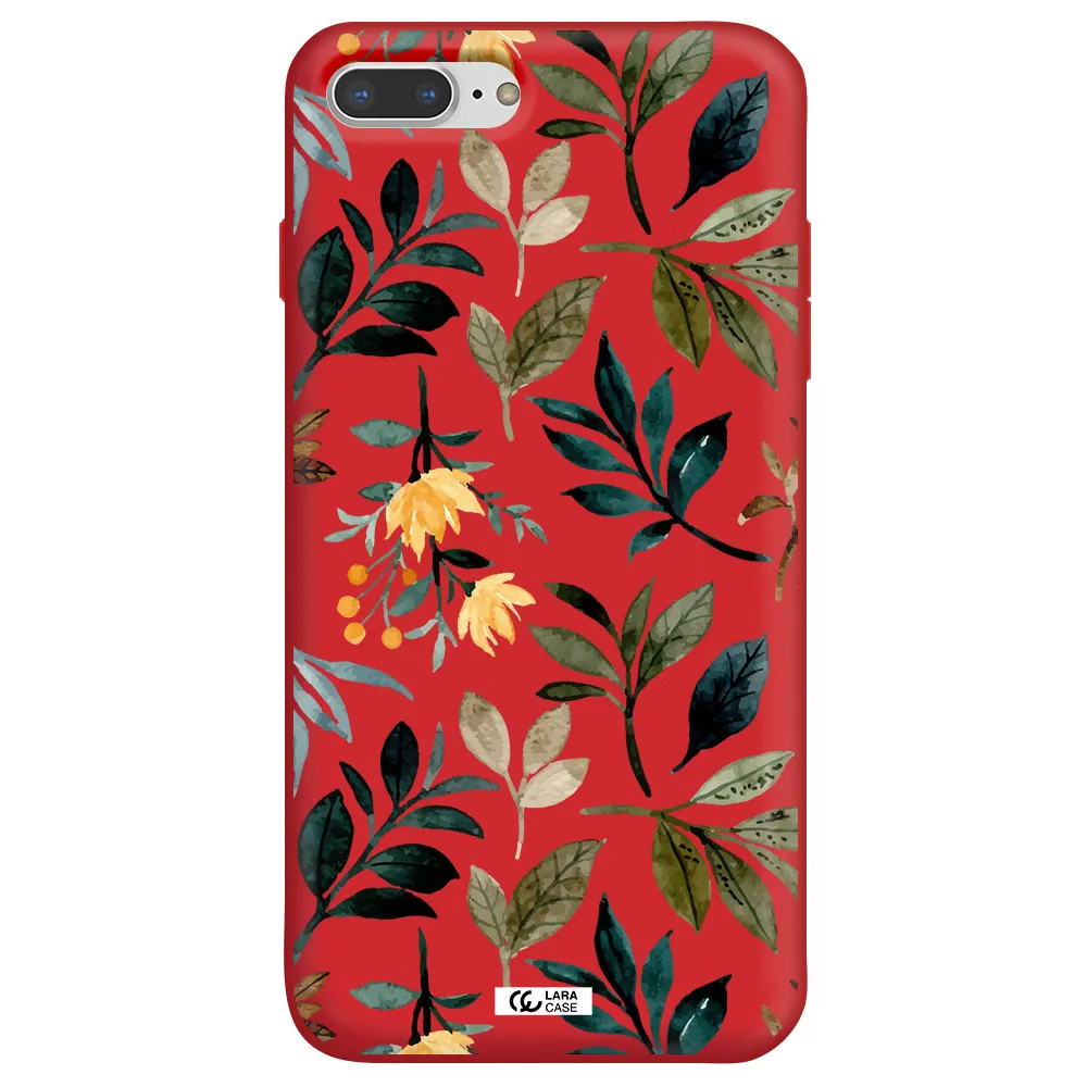 Fall Flowers Apple iPhone 7 plus Silicone Imperial Red Case