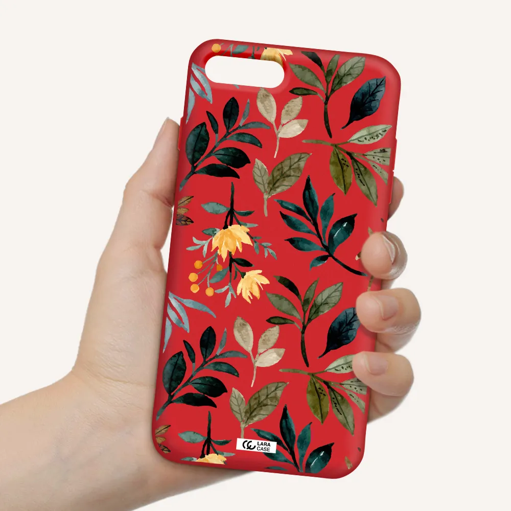 Fall Flowers Apple iPhone 7 plus Silicone Imperial Red Case