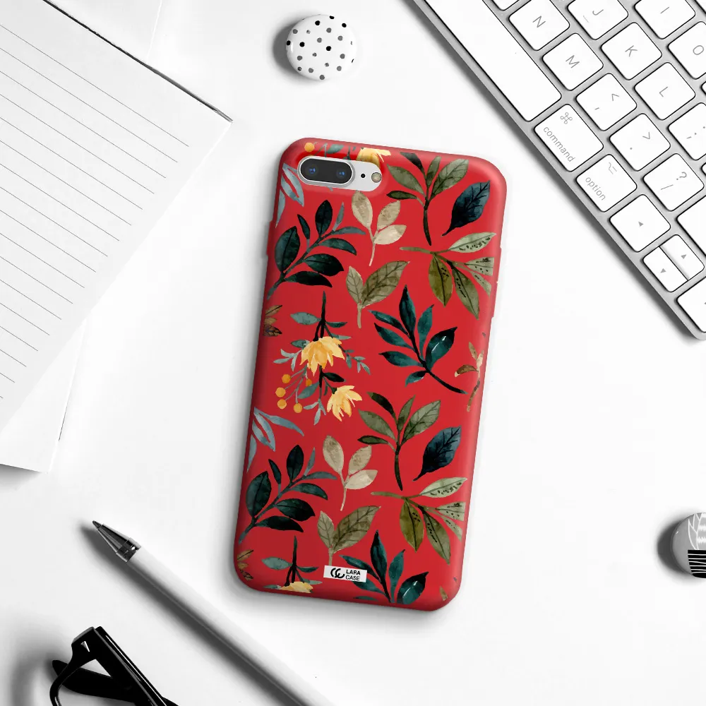 Fall Flowers Apple iPhone 7 plus Silicone Imperial Red Case